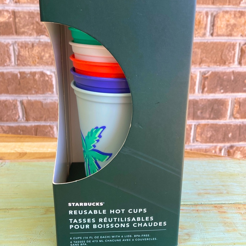 Starbucks NEW Summer Reusable Hot Cups w/Lids 6 Pack Set